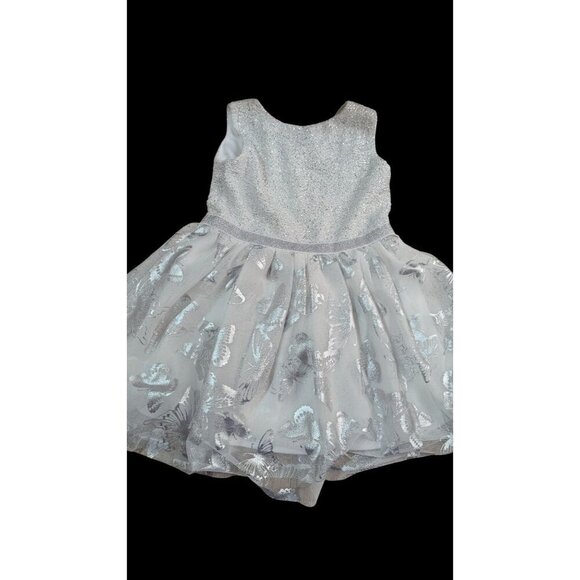 The Childrens Place 4T Silver Glitter Butterfly Tulle Party Dress  gray - Picture 4 of 12